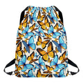 Turquoise And Orange Butterfly Print Drawstring Backpack