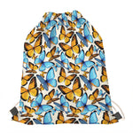 Turquoise And Orange Butterfly Print Drawstring Bag