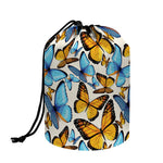 Turquoise And Orange Butterfly Print Drawstring Makeup Bag