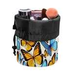 Turquoise And Orange Butterfly Print Drawstring Makeup Bag
