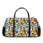 Turquoise And Orange Butterfly Print Duffle Bag