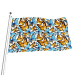 Turquoise And Orange Butterfly Print Flag