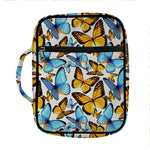 Turquoise And Orange Butterfly Print Front Pocket Bible Bag