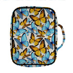 Turquoise And Orange Butterfly Print Front Pocket Bible Bag