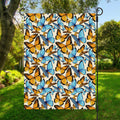 Turquoise And Orange Butterfly Print Garden Flag