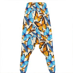 Turquoise And Orange Butterfly Print Hammer Pants