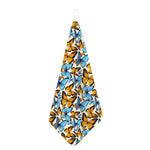 Turquoise And Orange Butterfly Print Hand Towel