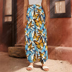 Turquoise And Orange Butterfly Print Harem Pants