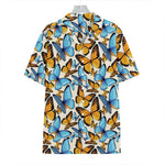 Turquoise And Orange Butterfly Print Hawaiian Shirt