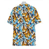 Turquoise And Orange Butterfly Print Hawaiian Shirt