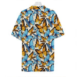 Turquoise And Orange Butterfly Print Hawaiian Shirt