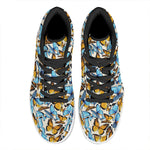 Turquoise And Orange Butterfly Print High Top Leather Sneakers