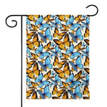 Turquoise And Orange Butterfly Print House Flag