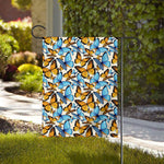 Turquoise And Orange Butterfly Print House Flag