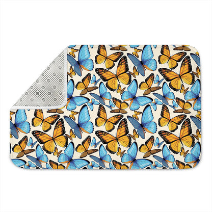 Turquoise And Orange Butterfly Print Indoor Door Mat