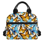 Turquoise And Orange Butterfly Print Insulated Lunch Bag