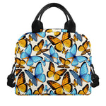 Turquoise And Orange Butterfly Print Insulated Lunch Bag