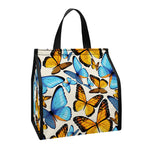 Turquoise And Orange Butterfly Print Insulated Lunch Tote