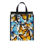 Turquoise And Orange Butterfly Print Insulated Lunch Tote