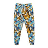 Turquoise And Orange Butterfly Print Jogger Pants