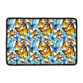 Turquoise And Orange Butterfly Print Kitchen Mat