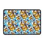 Turquoise And Orange Butterfly Print Kitchen Mat