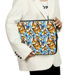 Turquoise And Orange Butterfly Print Laptop Sleeve