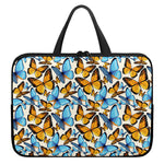 Turquoise And Orange Butterfly Print Laptop Sleeve With Handle