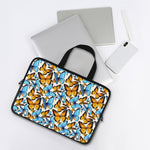 Turquoise And Orange Butterfly Print Laptop Sleeve With Handle