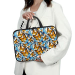 Turquoise And Orange Butterfly Print Laptop Sleeve With Handle
