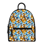 Turquoise And Orange Butterfly Print Leather Backpack