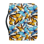 Turquoise And Orange Butterfly Print Leather Bible Cover