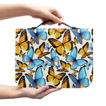 Turquoise And Orange Butterfly Print Leather Bible Cover