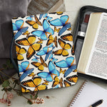 Turquoise And Orange Butterfly Print Leather Bible Cover