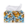 Turquoise And Orange Butterfly Print Leather Tissue Box Cover