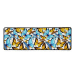 Turquoise And Orange Butterfly Print Long Kitchen Mat