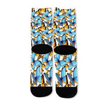 Turquoise And Orange Butterfly Print Long Socks