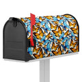 Turquoise And Orange Butterfly Print Mailbox Cover