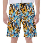 Turquoise And Orange Butterfly Print Men's Beach Shorts