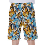 Turquoise And Orange Butterfly Print Men's Beach Shorts