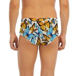 Turquoise And Orange Butterfly Print Men's Briefs