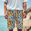 Turquoise And Orange Butterfly Print Men's Cargo Shorts