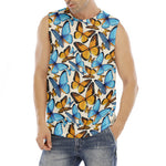 Turquoise And Orange Butterfly Print Men's Fitness Tank Top
