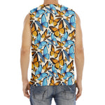 Turquoise And Orange Butterfly Print Men's Fitness Tank Top