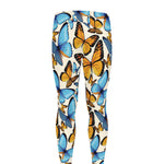 Turquoise And Orange Butterfly Print Men's leggings