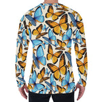 Turquoise And Orange Butterfly Print Men's Long Sleeve T-Shirt