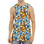 Turquoise And Orange Butterfly Print Men's Muscle Tank Top
