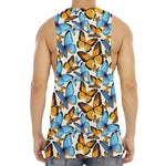 Turquoise And Orange Butterfly Print Men's Muscle Tank Top