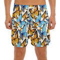 Turquoise And Orange Butterfly Print Men's Split Running Shorts