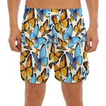 Turquoise And Orange Butterfly Print Men's Split Running Shorts